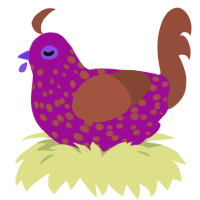A plum and russet chicken with a speckle pattern