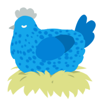 A sky and sapphire chicken with a speckle pattern