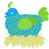 A sky and grass chicken with a lace pattern