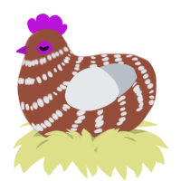A russet and mist chicken with a bar pattern
