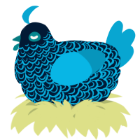 A tumblr and cerulean chicken with a double-lace pattern