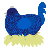 A navy and ultramarine chicken with a double-lace pattern
