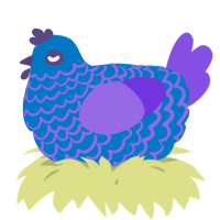 A sapphire and blurple chicken with a lace pattern