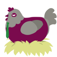 A wine and ash chicken with a head pattern