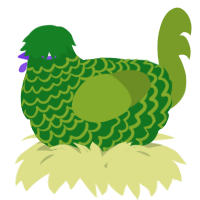 A leaf and chartreuse chicken with a lace pattern