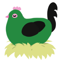 A viridian and black chicken