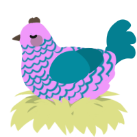 A lavender and sea chicken with a lace pattern