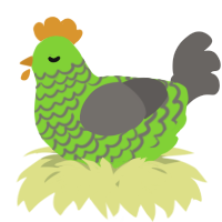 A grass and grey chicken with a lace pattern