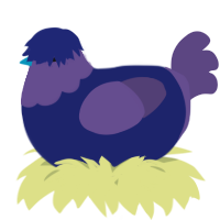 A navy and overcast chicken with a head pattern