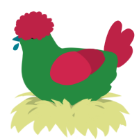 A viridian and crimson chicken