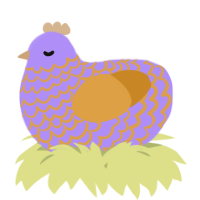 A lilac and orange chicken with a lace pattern