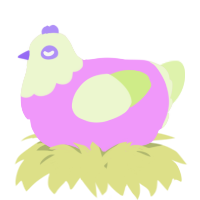 A lavender and apple chicken with a head pattern