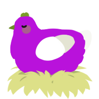 A amethyst and white chicken