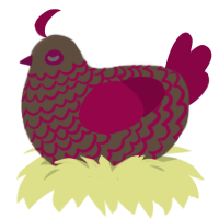 Sulla, a bark and maroon chicken with a lace pattern