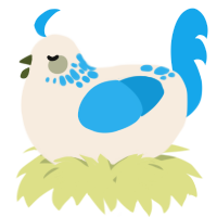 A cream and sky chicken with a neck-speckle pattern