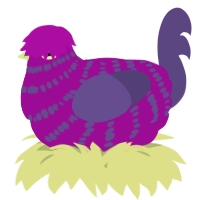 A plum and overcast chicken with a bar pattern