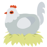 A silver and mist chicken with a head pattern