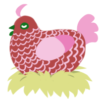 Ugly Xmas Sweater, a red and pink chicken with a lace pattern