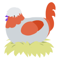 old man energy, a mist and vermilion chicken with a head pattern