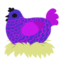 Glow Stick, a indigo and amethyst chicken with a lace pattern