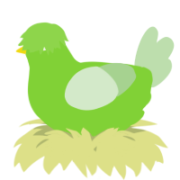 A grass and gluppy chicken