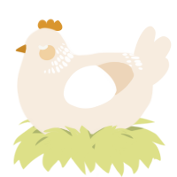 A cream chicken with a neck-band pattern