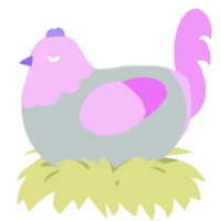 A silver and lavender chicken with a head pattern