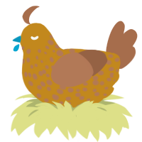 potato, a ochre and brown chicken with a speckle pattern
