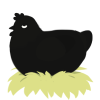 Sulfur, a black chicken with a head pattern