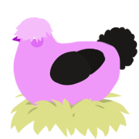 A lavender and sable chicken