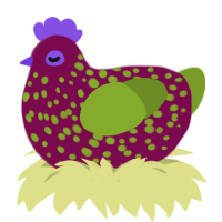 Strawberry Wine, a wine and chartreuse chicken with a speckle pattern