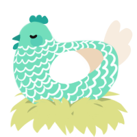 A mint and cream chicken with a lace pattern