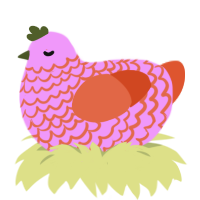 Kasane Teto, a lavender and vermilion chicken with a lace pattern