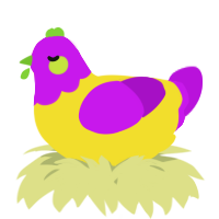 A yellow and amethyst chicken with a head pattern