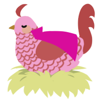 Warm and Loved, a pink and red chicken with a lace pattern
