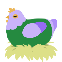 A viridian and lilac chicken with a head pattern