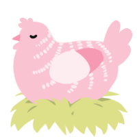 A rose chicken with a half-bar pattern