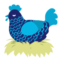 A navy and cerulean chicken with a lace pattern
