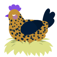A gold and tumblr chicken with a speckle pattern