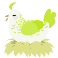 A white and lime chicken with a half-lace pattern