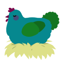 A teal and leaf chicken