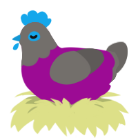 (unnamed), a plum and grey chicken with a head pattern