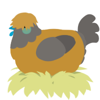A gold and grey chicken with a head pattern