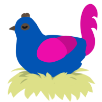Tv Girl, a ultramarine and fuchsia chicken