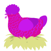 A fuchsia and amethyst chicken with a lace pattern