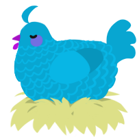 A cerulean chicken with a lace pattern