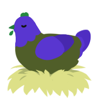 A olive and indigo chicken with a head pattern