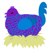 A violet and sapphire chicken with a lace pattern