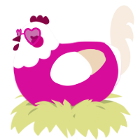 A fuchsia and cream chicken with a head pattern