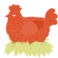 A vermilion chicken with a speckle pattern